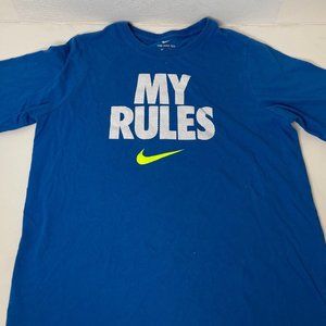 The Nike Tee My Rules Blue Crewneck Tshirt Dri Fit Athletic Cut Youth XL